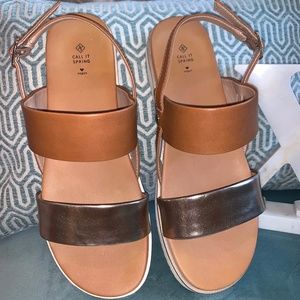 Tan and gold sandals